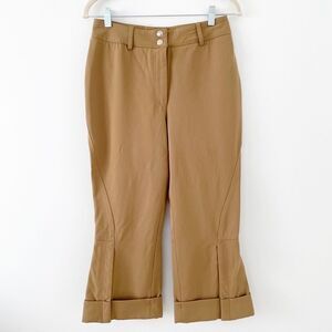 Dolce & Gabbana Camel Cropped Pants Women Size IT 44 US 8 Flare Leg Zippered